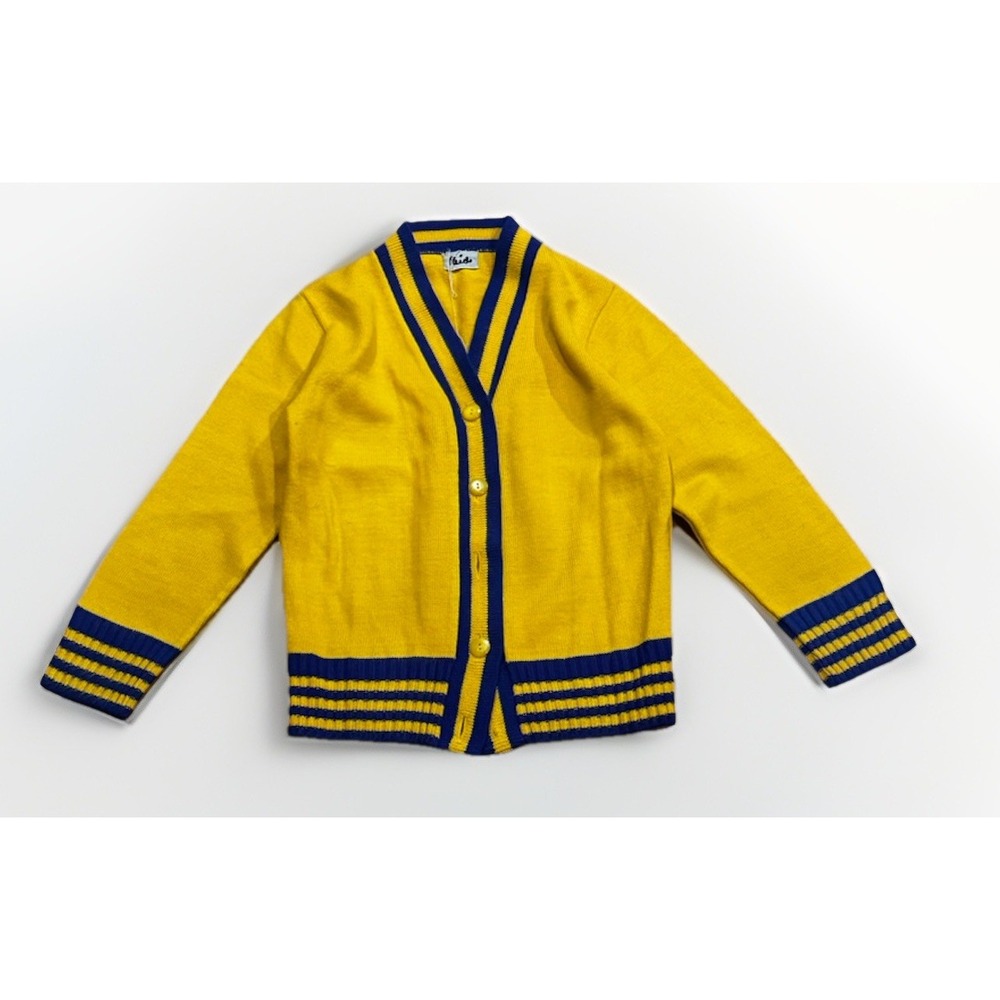 Vintage 40s Varsity Sweater S Chainstiched Wool Yellow Blue Cardigan La Rams